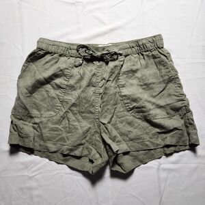 C&C California Women’s Large 100% Linen Shorts Green